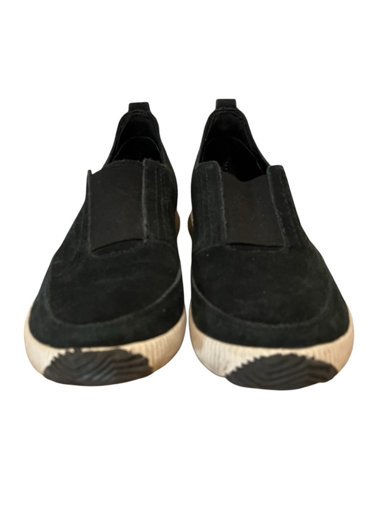 Sorel Black Suede Slip-On Loafers Sneakers With Cream Soles Size 9